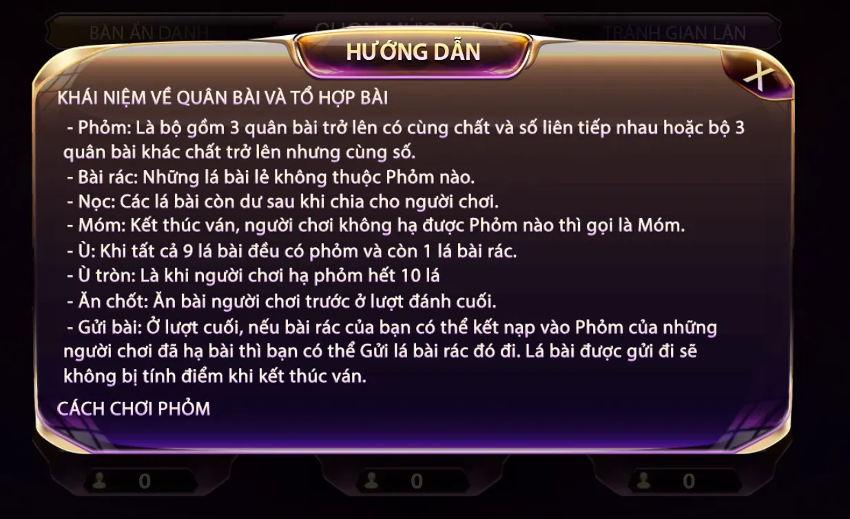 Thuật ngữ cần nắm trong bài phỏm